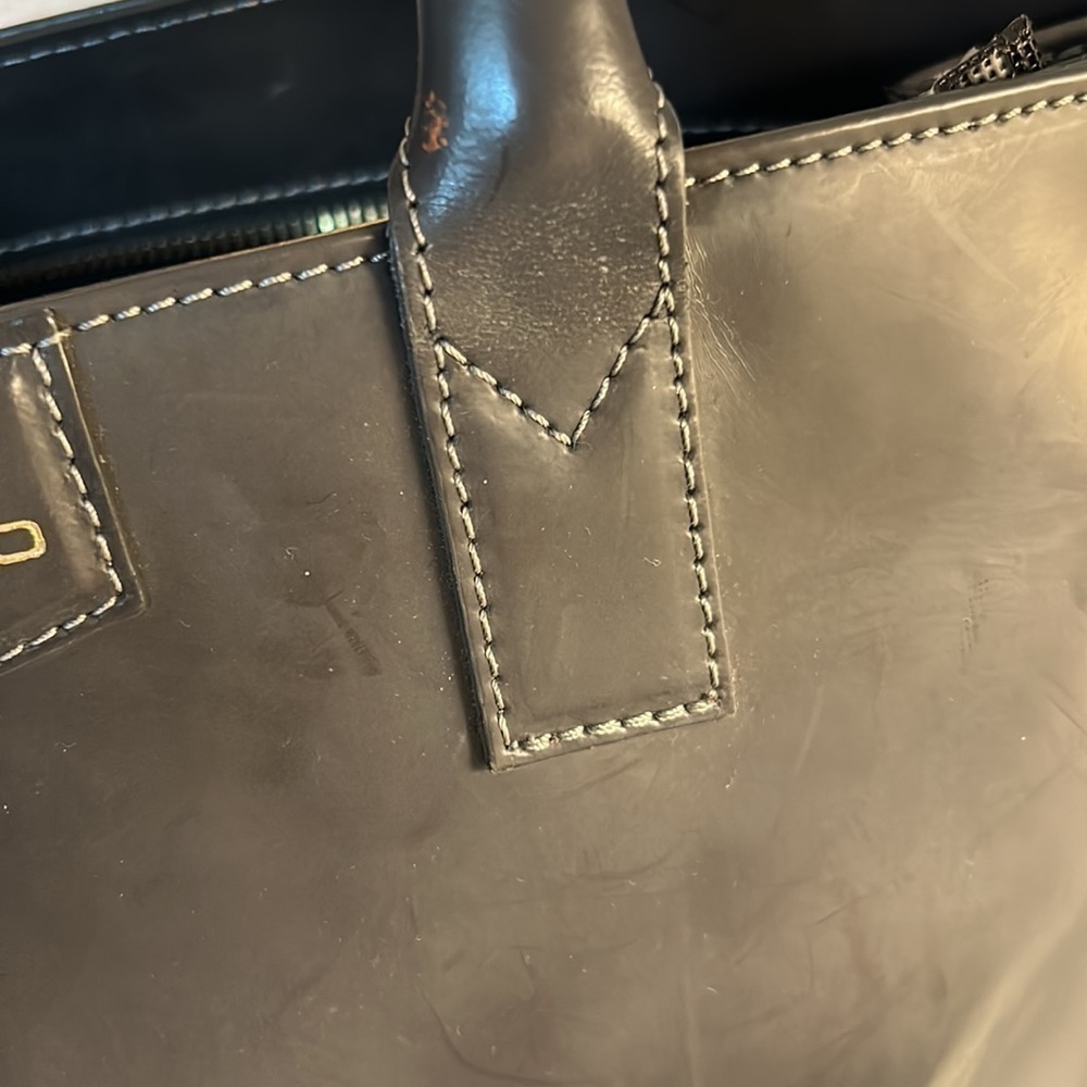 Alberta Di Canio gray leather tote.Approx. 17”wide 14.5 tall expanding width 6”. - Picture 5 of 11